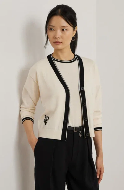 Ralph Lauren Lauren  Two-tone Cotton Blend Cardigan