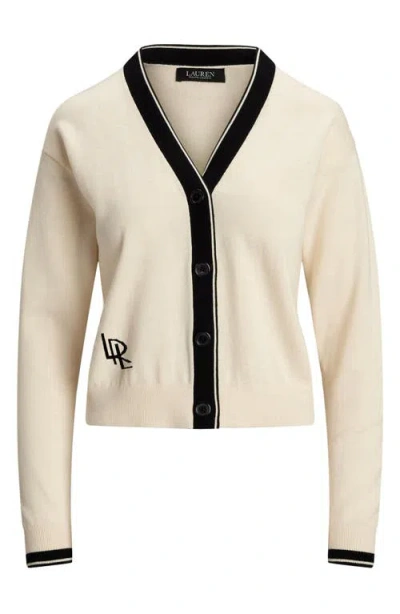 Ralph Lauren Lauren  Two-tone Cotton Blend Cardigan