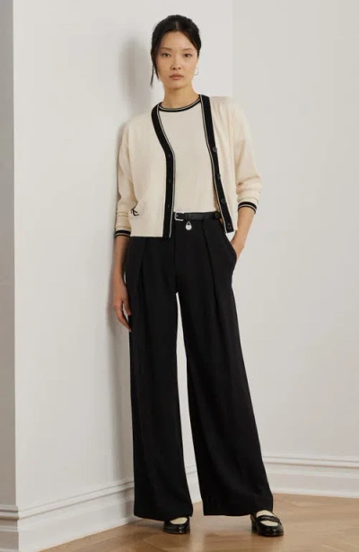 Ralph Lauren Lauren  Two-tone Cotton Blend Cardigan
