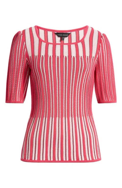 Ming Wang Pointelle Stitch Sweater