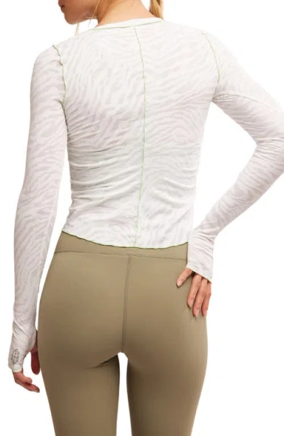 Free People Fp Movement Right On Run Long Sleeve Jacquard Top In White