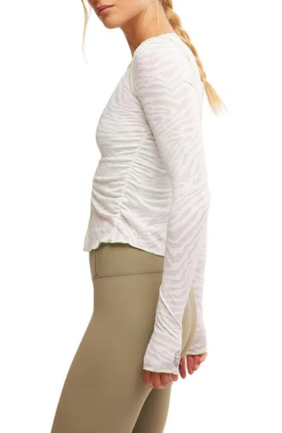 Free People Fp Movement Right On Run Long Sleeve Jacquard Top In White