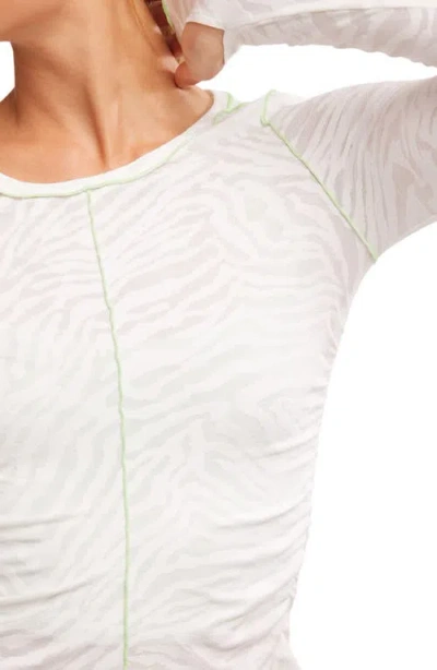 Free People Fp Movement Right On Run Long Sleeve Jacquard Top In White