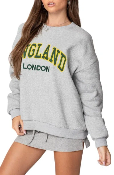 Edikted England Embroidered Fleece Sweatshirt In Gray