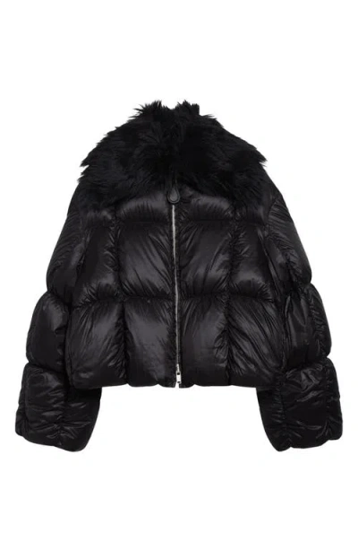 Jil Sander Short Quilted Blosuon Jacket With Deatachable Faux Fur Collar