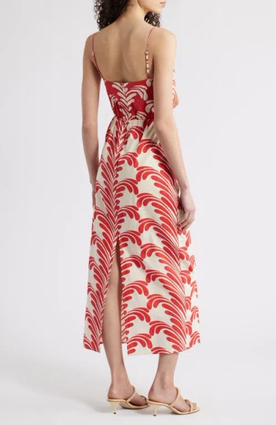 Ciebon Zya Print Sleeveless Maxi Dress In Red