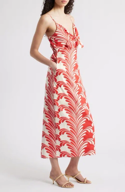 Ciebon Zya Print Sleeveless Maxi Dress In Red