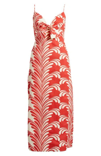 Ciebon Zya Print Sleeveless Maxi Dress In Red