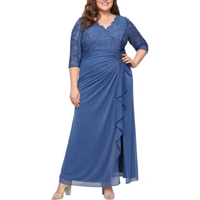 Alex Evenings Beaded Lace Bodice Empire Waist Gown