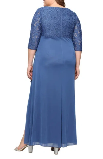 Alex Evenings Beaded Lace Bodice Empire Waist Gown
