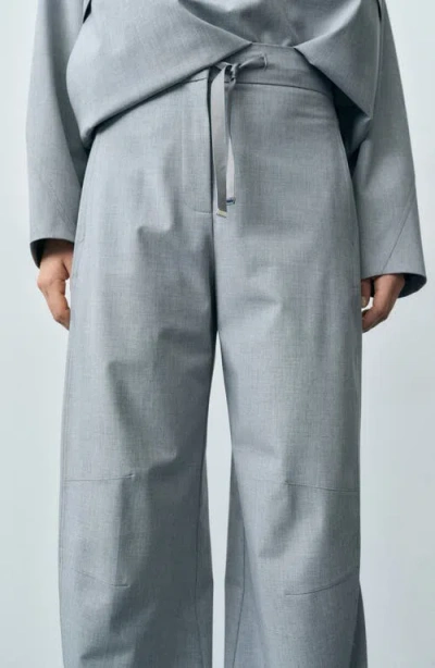 Mango Barile Barrel Leg Drawstring Pants In Gray