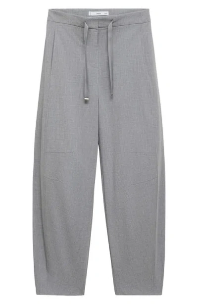 Mango Barile Barrel Leg Drawstring Pants In Gray