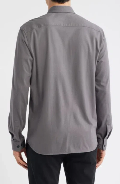 Theory Irving Structure Knit Button-up Shirt In Gray