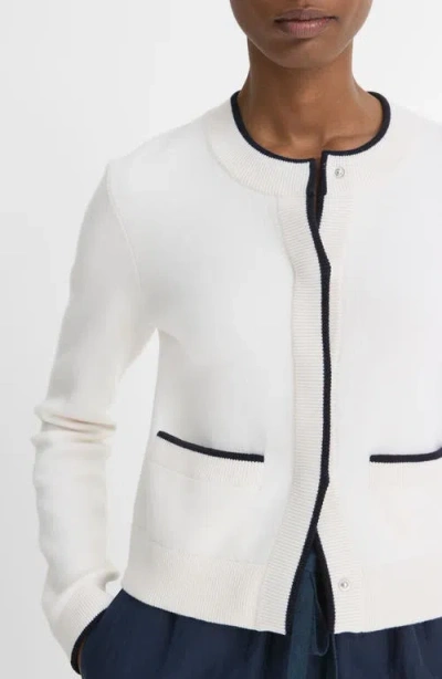Vince Contrast Tipped Snap Front Cardigan