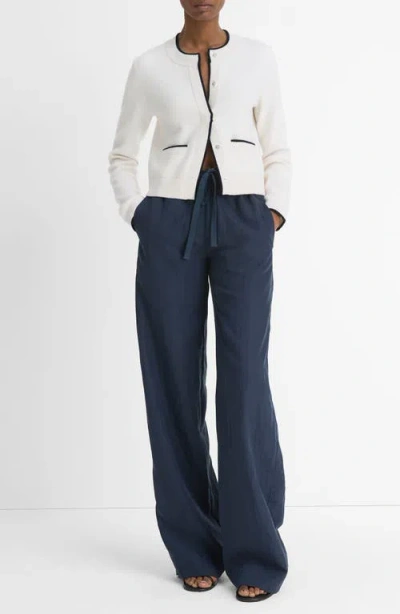 Vince Contrast Tipped Snap Front Cardigan