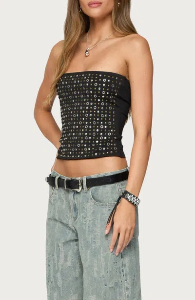 Edikted Blanco Studded Grommet Tube Top In Black