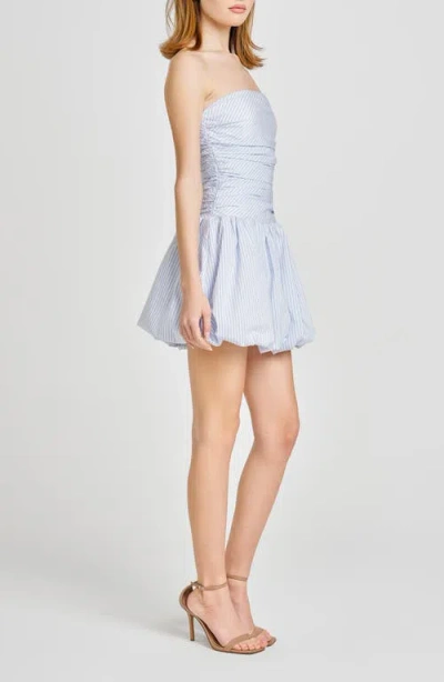 Wayf Bonnie Strapless Bubble Hem Minidress In Blue