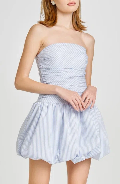 Wayf Bonnie Strapless Bubble Hem Minidress In Blue