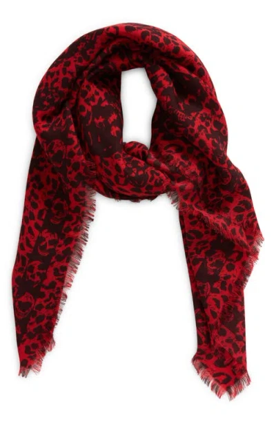 Alexander Mcqueen Mcqueen Leopard Skull Wool Fringe Scarf