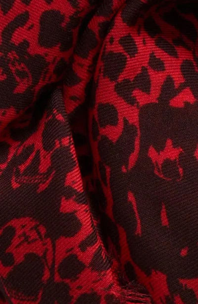 Alexander Mcqueen Mcqueen Leopard Skull Wool Fringe Scarf