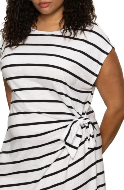 Sanctuary Stripe Side Tie Organic Cotton Blend T-shirt Dress In Multi