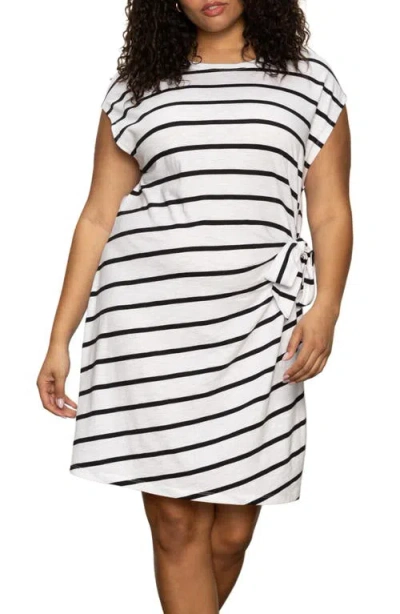 Sanctuary Stripe Side Tie Organic Cotton Blend T-shirt Dress In Multi