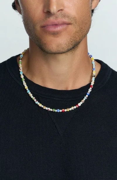 Nialaya Pearl Necklace With Hand-painted Glass Beads