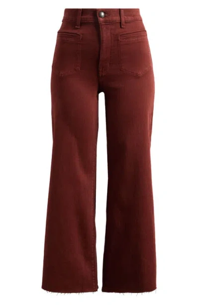 Madewell Garment Dye Patch Pocket Raw Hem Crop Flare Wide Leg Jeans In Purple