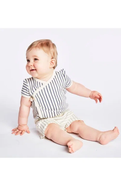 Pehr Stripes Away Organic Cotton Wrap Bodysuit In White