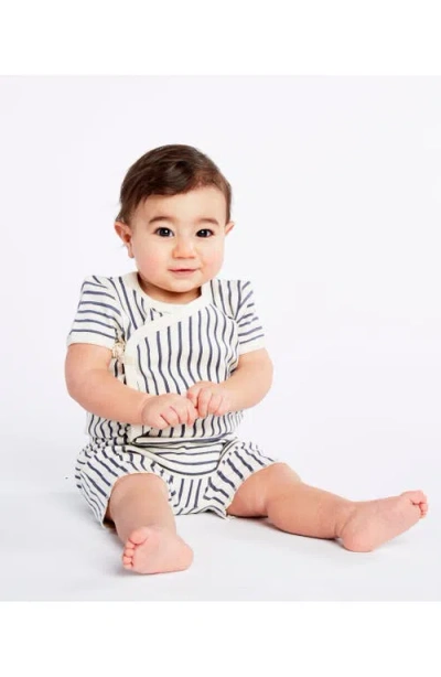 Pehr Stripes Away Organic Cotton Wrap Bodysuit In White