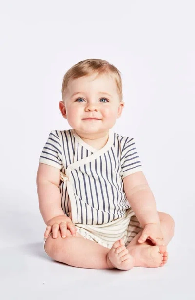 Pehr Stripes Away Organic Cotton Wrap Bodysuit In White