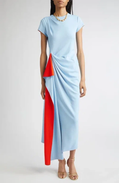 Oscar De La Renta Drape Front Double Face Jersey Dress