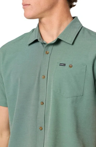 O'neill Heathered Short Sleeve Button-up Shirt In Green