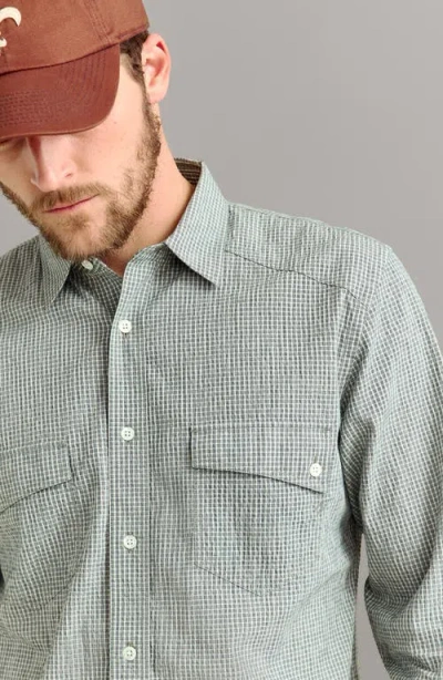Billy Reid Micocheck Cotton Seersucker Button-up Shirt In Green