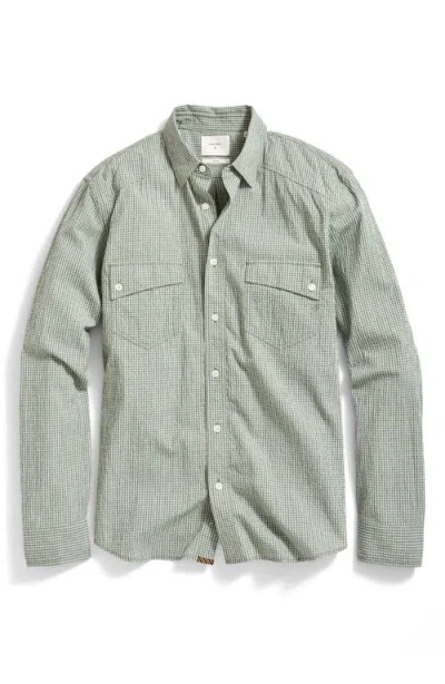 Billy Reid Micocheck Cotton Seersucker Button-up Shirt In Green