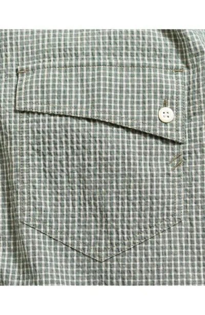 Billy Reid Micocheck Cotton Seersucker Button-up Shirt In Green