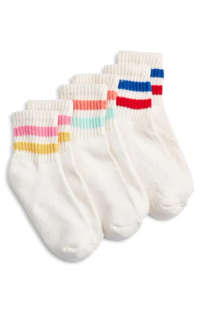 American Trench Assorted 3-pack Retro Stripe Cotton Blend Quarter Socks