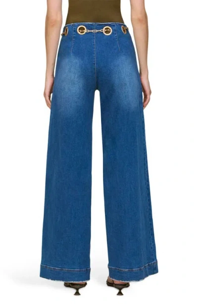 Cult Gaia Sydney Belted Grommet Wide Leg Pants In Blue