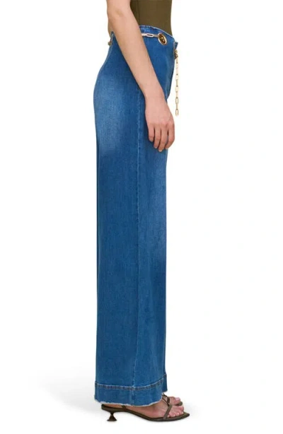 Cult Gaia Sydney Belted Grommet Wide Leg Pants In Blue