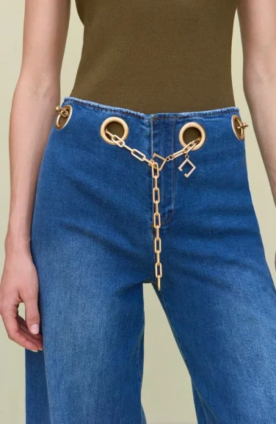 Cult Gaia Sydney Belted Grommet Wide Leg Pants In Blue