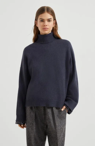 Brunello Cucinelli Women English Rib Turtle-neck Sweater In Black