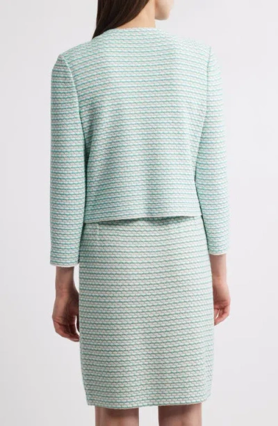 Ming Wang X Tanya Foster Heritage Fit Textured Stitch Knit Jacket In Green