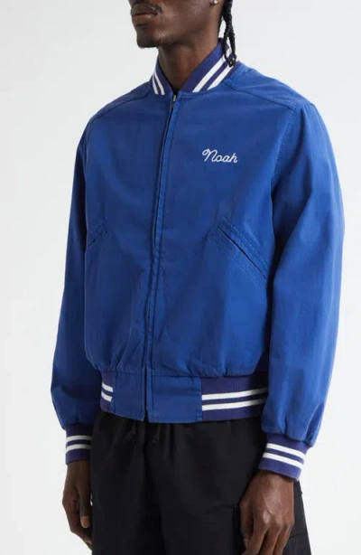 Noah Cotton Varsity Jacket In Blue