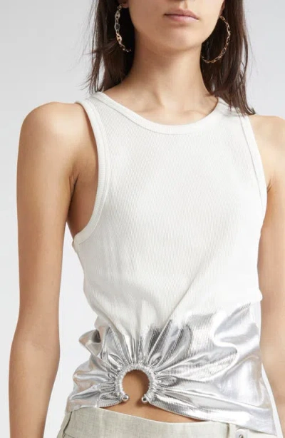 Rabanne Metallic Pierced Hem Rib Tank