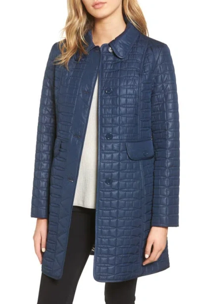 Kate Spade New York Water Resistant Quilted Coat In Blue