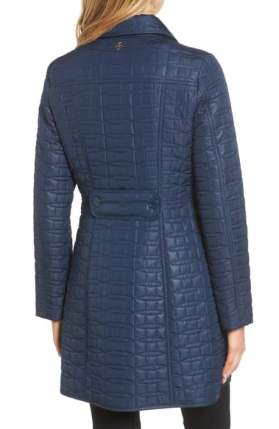 Kate Spade New York Water Resistant Quilted Coat In Blue