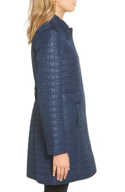 Kate Spade New York Water Resistant Quilted Coat In Blue