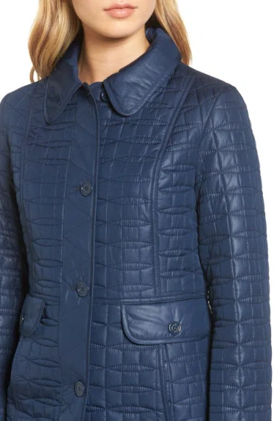 Kate Spade New York Water Resistant Quilted Coat In Blue