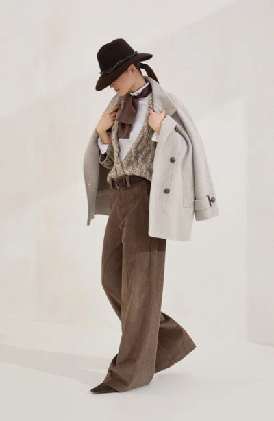Brunello Cucinelli Women Corduroy Loose Pants With Monili