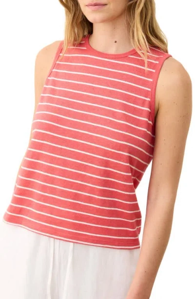 Marine Layer Stripe Hemp & Cotton Blend Tank In Red